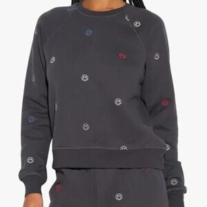 Spiritual Gangster All Smiles Forever Cozy Crew Sweatshirt Smiley Face Black XS